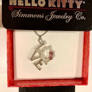 “HELLO KITTY” Rare limited edition Love necklace sterling silver, pink sapphires